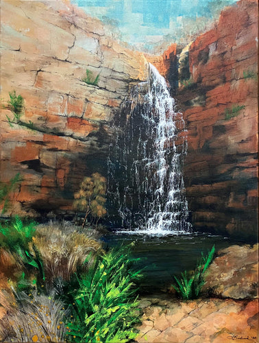 Morialta First Falls,  Morialta Conservation Park, SA - Acrylic on canvas- Chris Badenoch