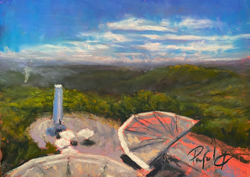 Mt Lofty fire tower - pastel - Susan Penfold
