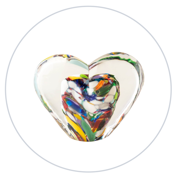 Large Glass Heart -Multi Love - Tim Shaw Glass Artist