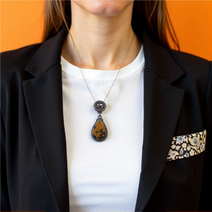 Ocean Jasper & Elephant Pendant Necklace – Sterling Silver