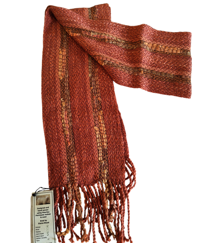 Burnt Orange Hand spun, Hand woven Mohair scarf - Elaine Wood