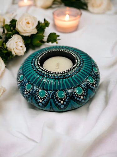 Tea Light Candle Holder In Blues & white