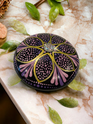 Small Art Stone, Yoga Stone, Meditation Stone With Jewel Embellishment