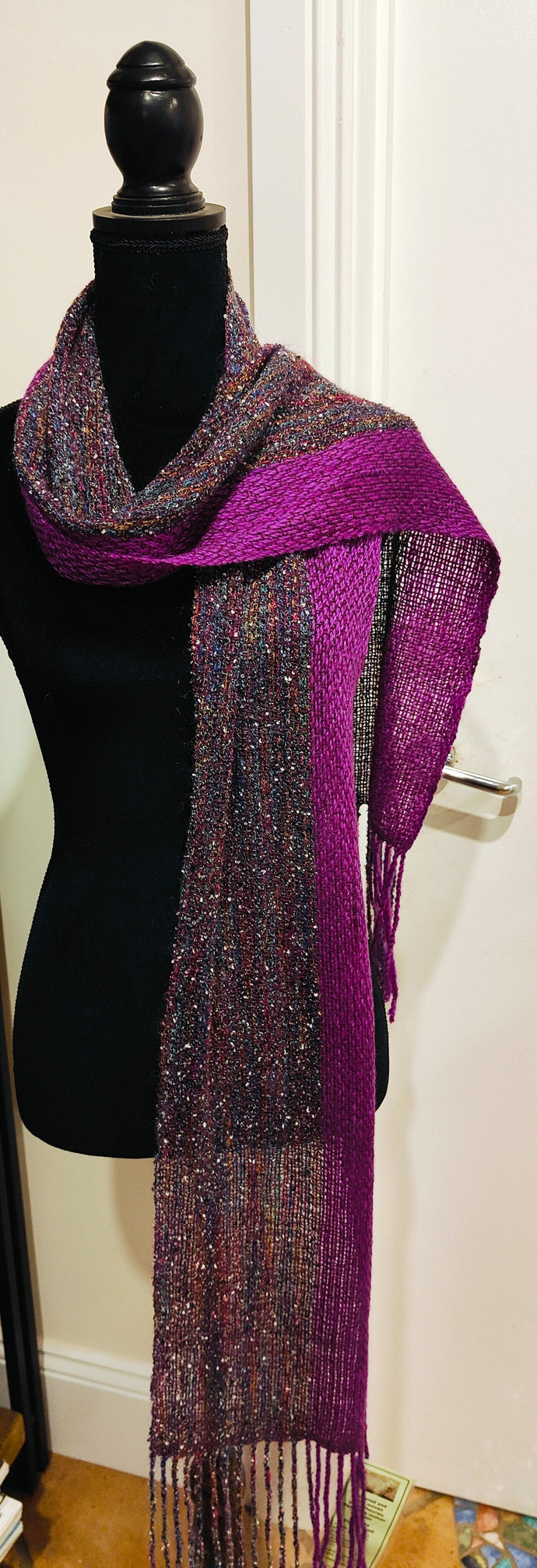 Purple speckle scarf - wool and mohair - Elaine Wood