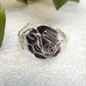 Dutch Vintage Sterling Silver Rose Spoon Ring