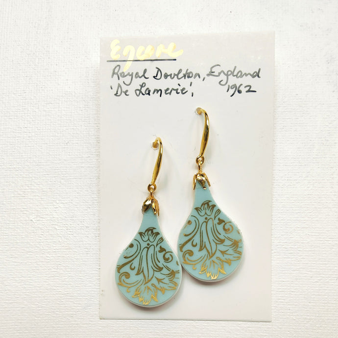 Upcycled Vintage Porcelain Earrings -Royal Doulton De Lamerie - Dianne Averis