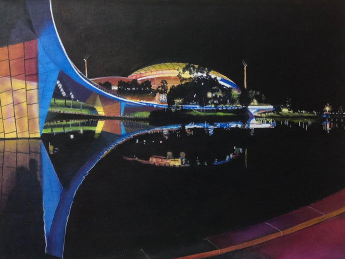 Adelaide Oval at night - acrylic on canvas - Rod Kirk