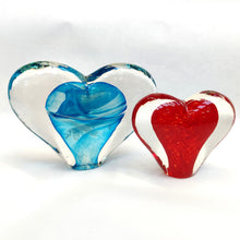 Load image into Gallery viewer, Large Glass Heart -Surf&#39;s Up- Tim Shaw Glass Artist