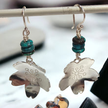 Load image into Gallery viewer, Vintage Sterling Silver Sakura Blossoms Earrings with Genuine turquoise - Silver Rose Jewellery