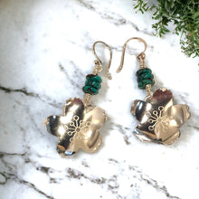 Load image into Gallery viewer, Vintage Sterling Silver Sakura Blossoms Earrings with Genuine turquoise - Silver Rose Jewellery