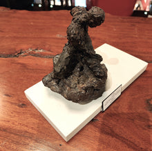 Load image into Gallery viewer, Original mixed media sculpture titled Ulysses, a seated figure with green and dark textured patina-style finish.