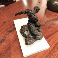 Load image into Gallery viewer, Original mixed media sculpture titled Ulysses, a seated figure with green and dark textured patina-style finish.
