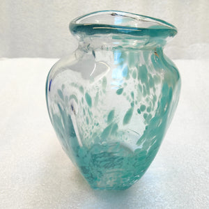 Quirky glass vase - aqua dots - Marjorie Molyneux