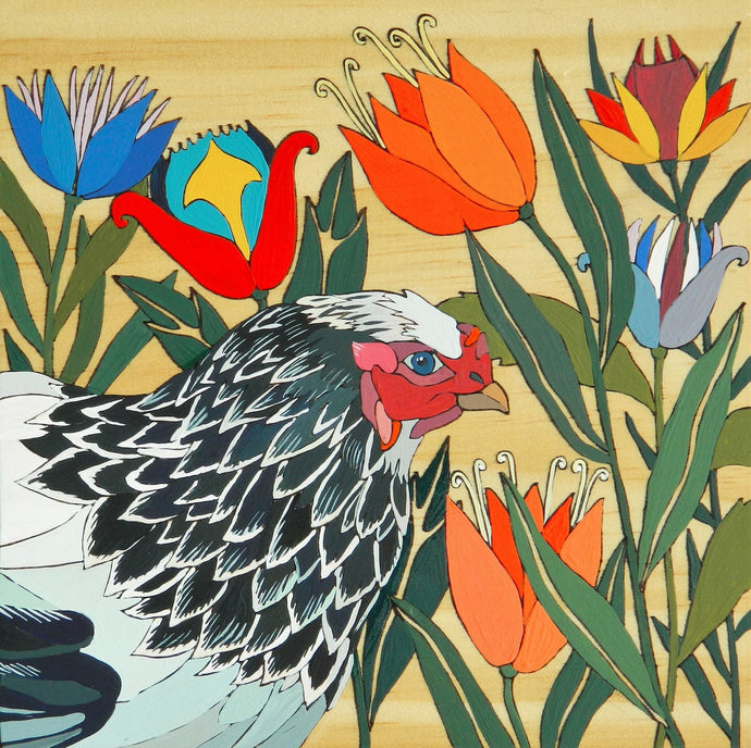 Greeting Card - White Curious Chook - Irina Nazarova