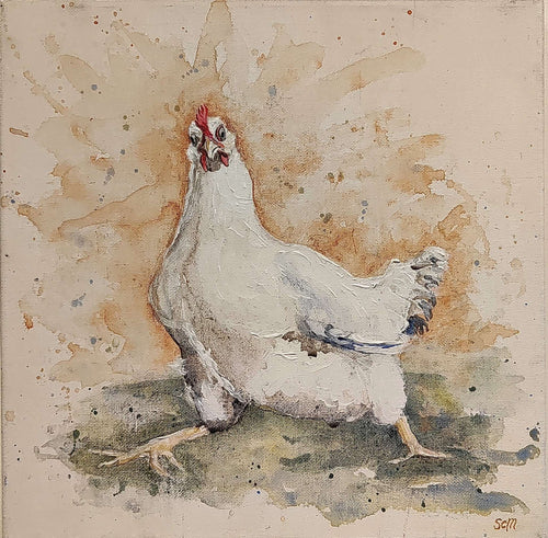 Working around the cluck - Acrylic on canvas - Sarah Charlotte