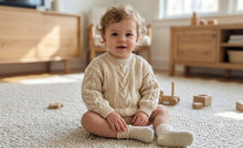 Load image into Gallery viewer, Hand Knitted Cream and Blush Wool Children's Jumpers
