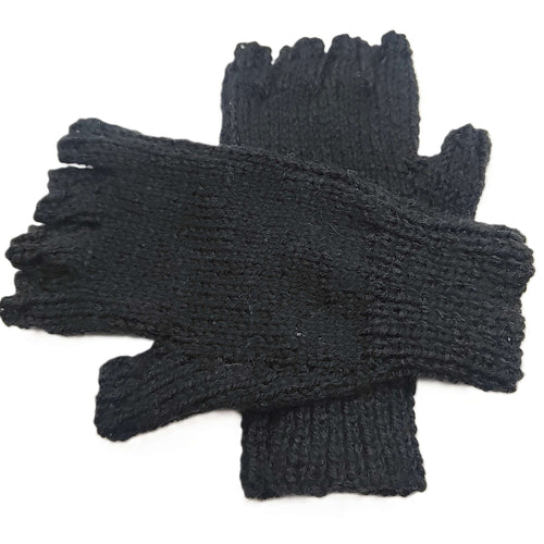 Hand knitted fingerless gloves - Black - Helen Brook