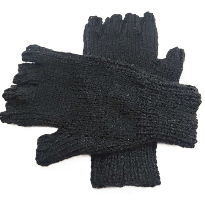 Hand knitted fingerless gloves - Black - Helen Brook