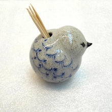 Load image into Gallery viewer, Ceramic Bird toothpick holder - Grey and Blue - Marjorie Molyneux