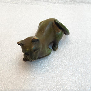Miniature Bronze Sculpture - Cat Sitting- 7/50 by Silvio Apponyi