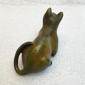 Miniature Bronze Sculpture - Cat Sitting- 7/50 by Silvio Apponyi