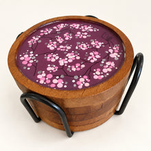 Load image into Gallery viewer, Wooden coaster set - Cherry Blossom - Gina Barker