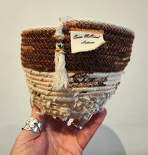 Load image into Gallery viewer, Rope and Fabric Basket - Cream base, orange stitching - Erica McNicol