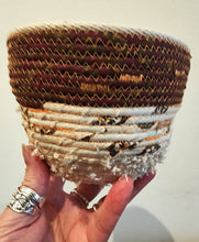 Load image into Gallery viewer, Rope and Fabric Basket - Cream base, orange stitching - Erica McNicol