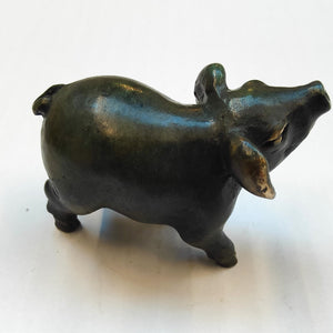Curious Pig - bronze miniature by Silvio Apponyi