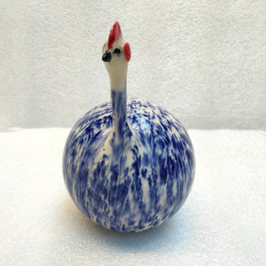 Stoneware Guinea Fowl - Dk blue and white - Medium - Marjorie Molyneux