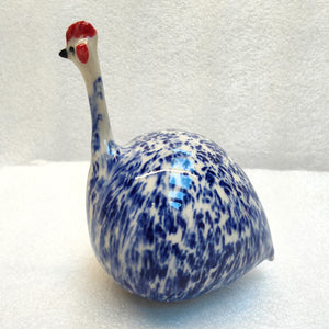 Stoneware Guinea Fowl - Dk blue and white - Medium - Marjorie Molyneux