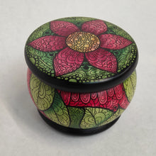 Load image into Gallery viewer, Hand drawn mini round pot in red and green #2 - Helen Kuster