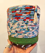 Load image into Gallery viewer, Rope and Fabric Basket - Medium - Green Base - Erica McNicol