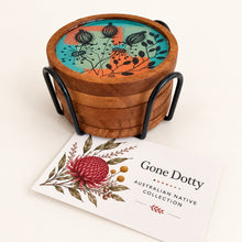 Load image into Gallery viewer, Wooden Coaster set - Native Botanicals - Gina Barker