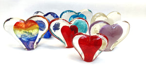 Large Glass Heart -Rainbow - Tim Shaw Glass Artist