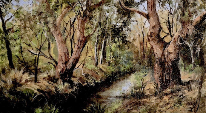 Gums of Laratinga  - Oil on card - Julianne Caville