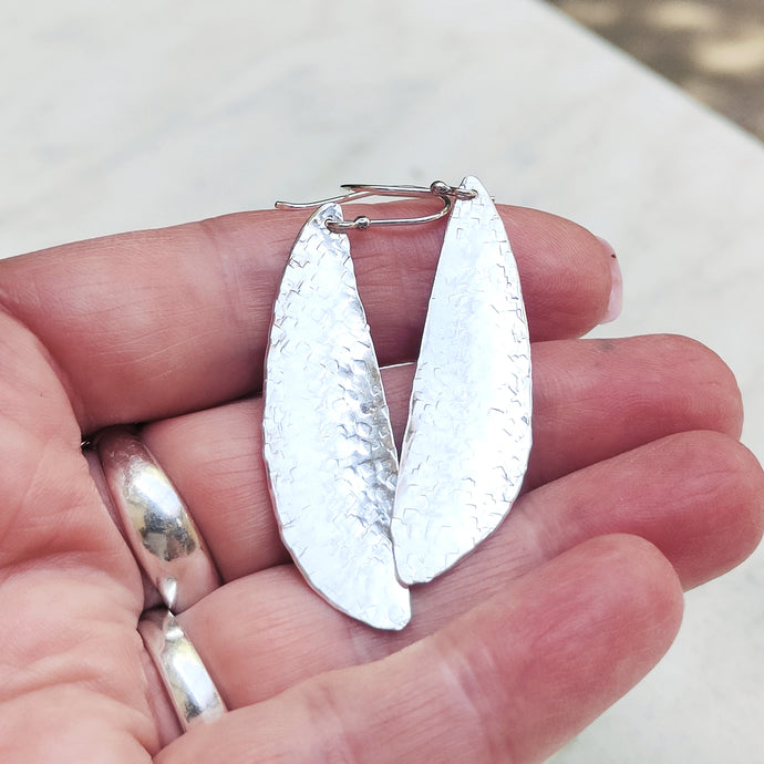 Large Sterling Silver Spoon Bowl Earrings – Handcrafted & Textured