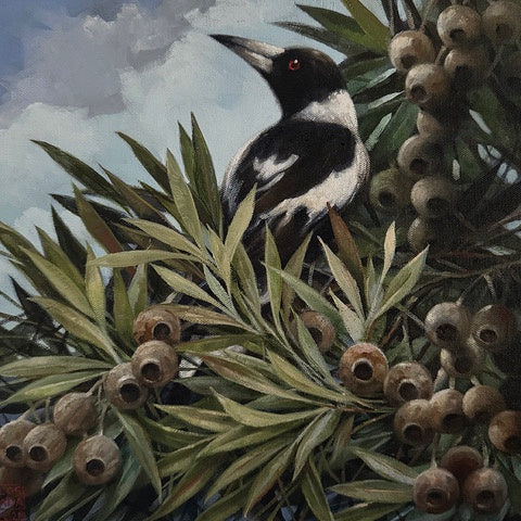 Magpie Study 3 - Oil and enamel paint  - Lisa Losada