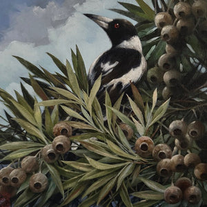 Magpie Study 3 - Oil and enamel paint  - Lisa Losada