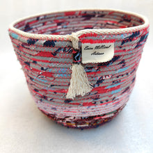 Load image into Gallery viewer, Rope and Fabric Basket - Navy base with pink stitching- Erica McNicol