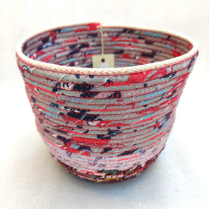 Rope and Fabric Basket - Navy base with pink stitching- Erica McNicol