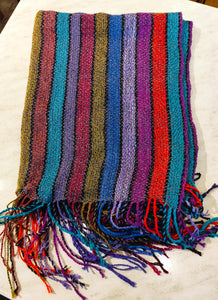Hand woven and hand spun Mohair and Wool Wrap/ Knee Rug - Multi Stripe - Elaine Wood