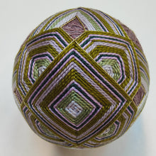 Load image into Gallery viewer, Temari - Olive Green, Gold &amp; Lilac - Annie Reid