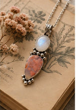 Load image into Gallery viewer, Cherry Blossom Agate &amp; Rainbow Moonstone Pendant - Silver Rose Jewellery