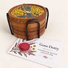 Load image into Gallery viewer, Wooden Coaster set - Golden Wattle - Gina Barker