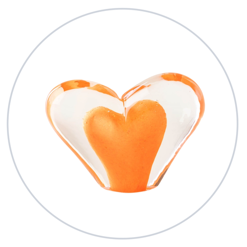 Large Glass Heart - Orange- Tim Shaw Glass Artist