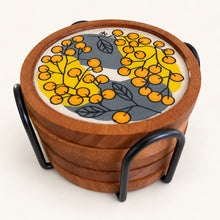 Load image into Gallery viewer, Wooden Coaster set - Golden Wattle - Gina Barker