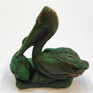Bronze Sculpture - Pelican with chick and 3 fish - 7/50 by Silvio Apponyi