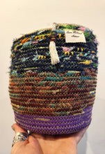 Load image into Gallery viewer, Rope and Fabric Basket - Medium - Purple Base - Erica McNicol