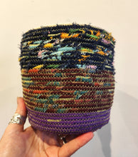 Load image into Gallery viewer, Rope and Fabric Basket - Medium - Purple Base - Erica McNicol